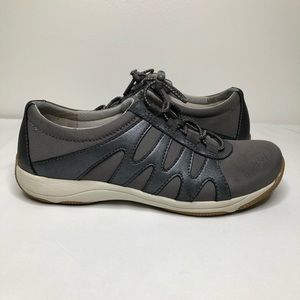 Dansko Shoes Womens Harlie Casual Sneakers Gray Leather Lace Up Size 37 US 6.5